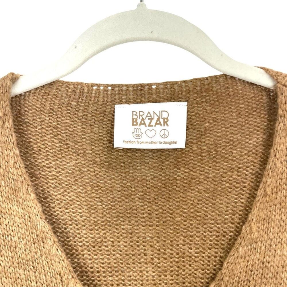 Brand Bazar wool blend metallic star boxy sweater Size 2 made in Italy lagenlook - Picture 4 of 8